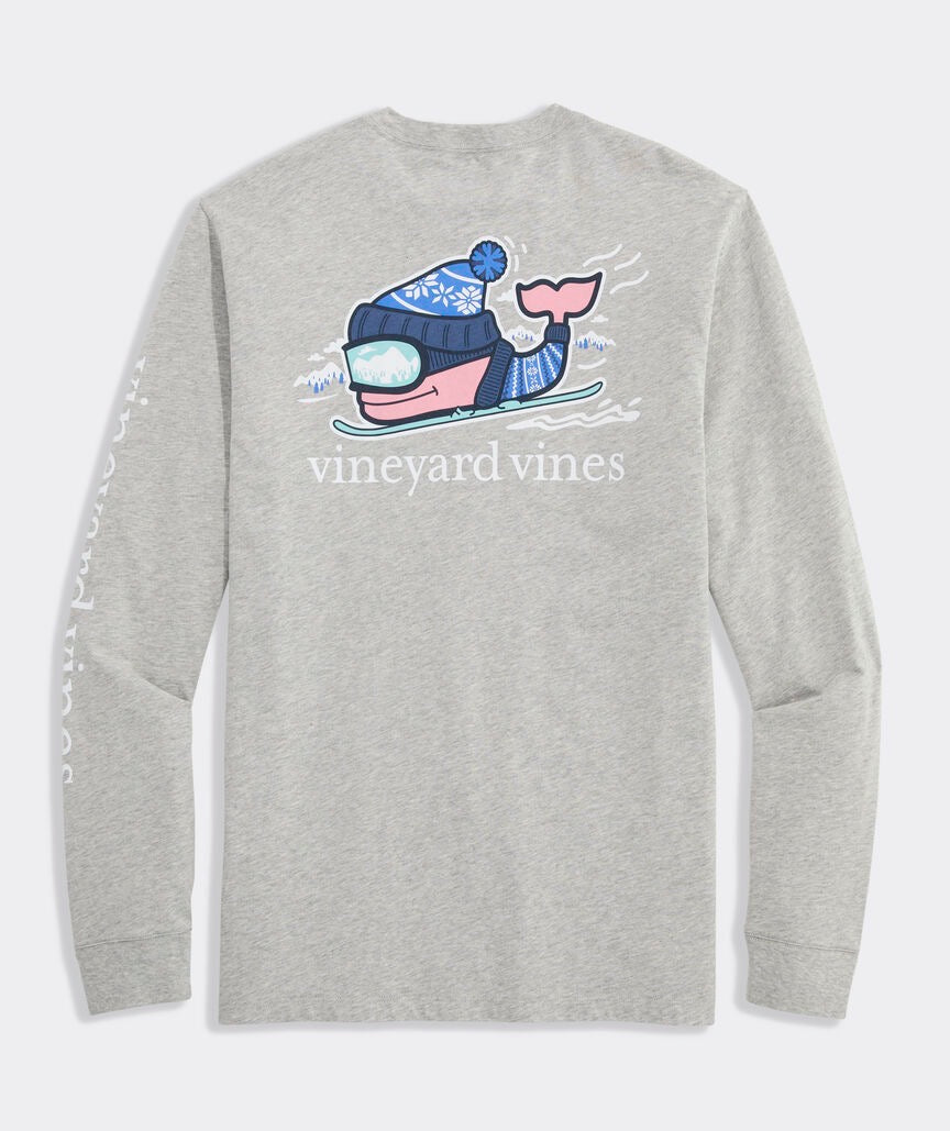 Vineyard Vines- Playera de maga larga Downhill Ski Whale